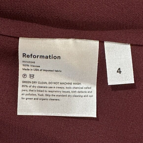 Reformation Dress Women 4 Plum Vivianne Mini Lined Sweetheart Neck Front Tie Zip - Picture 5 of 9